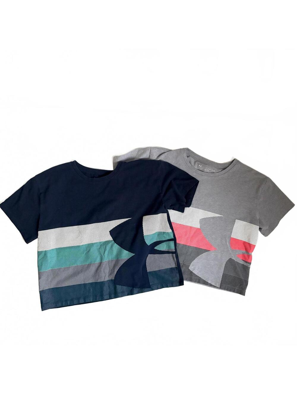 Under Armour | Set of 2 Girls Cropped Short Sleeve Tees Gray Red Blue Turq Sz YL